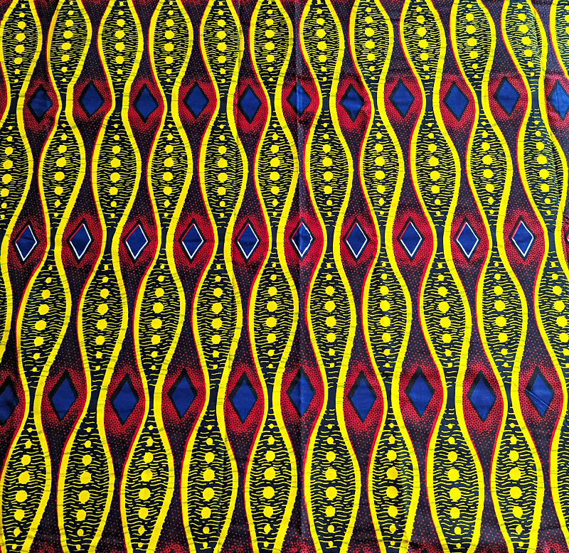 Tissu Ankara rouge jaune bleu 2 yards