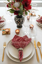 Serviettes de table à imprimé bloc rouge canneberge - Lot de 2