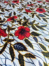Red Floral African Print Fabric 2 Yards