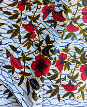 Red Floral African Print Fabric 2 Yards