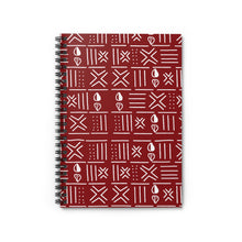 Red Mudcloth Pattern Spiral Notebook — Lined Journal for Notes & School