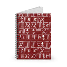 Red Mudcloth Pattern Spiral Notebook — Lined Journal for Notes & School