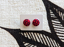 Mini Polka Dot African Print Fabric Button Earrings