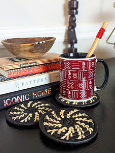 Red Cowries Mug Coasters Spoon Gift Set