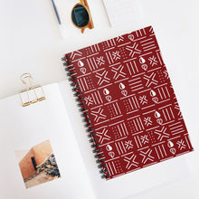 Red Mudcloth Pattern Spiral Notebook — Lined Journal for Notes & School