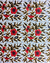 Red Floral African Print Fabric 2 Yards