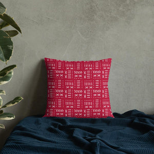 red white african pattern throw pillow