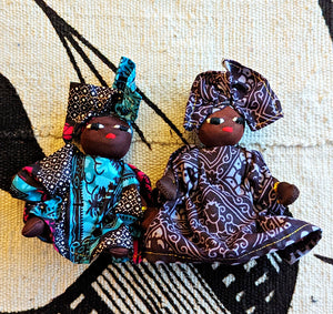 African Cloth Doll Christmas Ornaments Set of 2