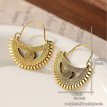 Crescent Moon Gold Tribal Statement Hoop Earrings