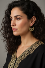 Crescent Moon Gold Tribal Statement Hoop Earrings
