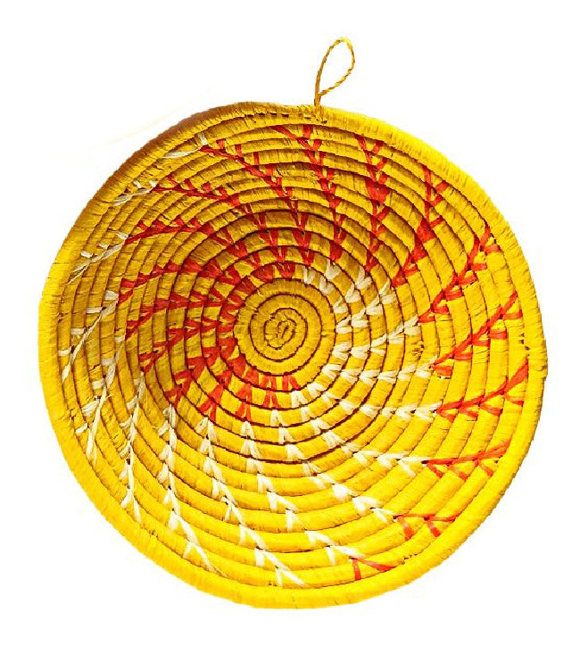 small yellow woven basket african
