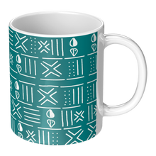 ceramic coffee mug with white African pattern