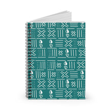 Teal Mudcloth Pattern Spiral Notebook — Ruled Journal for Notes & School