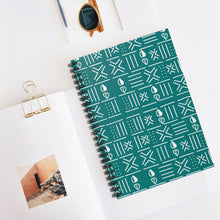 Teal Mudcloth Pattern Spiral Notebook — Ruled Journal for Notes & School