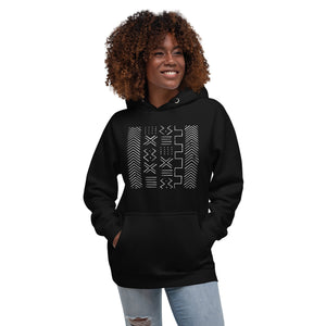 Black White Mud Cloth Pattern Unisex Hoodie