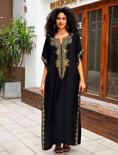 Your Majesty Black Kaftan With Gold Embroidery
