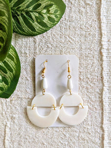 Aya Geometric White Bone African Earrings
