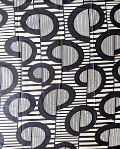 Black White Abstract African Print Fabric 2 Yards
