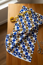 Blue White Abstract African Print Fabric 2 Yards