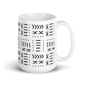 White Mud Cloth Pattern Coffee Mug & Journal Gift Set