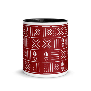 Grande tasse à café à motif africain rouge et blanc