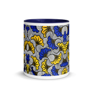 Grande tasse à café à motif africain jaune bleu