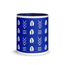 Grande tasse à café à motif africain bleu blanc