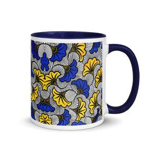 Grande tasse à café à motif africain jaune bleu