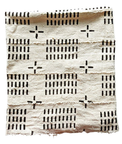 White Black Mud Cloth Fabric Throw