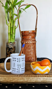 Ensemble cadeau tasse à café et journal à motif de tissu de boue blanche 