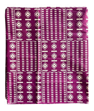 Purple White African Print Fabric 2 Yards