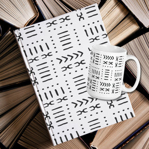 Ensemble cadeau tasse à café et journal à motif de tissu de boue blanche 