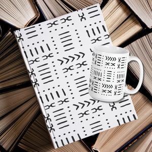 White Mud Cloth Pattern Coffee Mug & Journal Gift Set