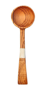 Curved Handle Wood Coffee Spoon White Bone Handle