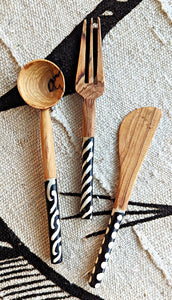 Wood Spoon Fork Spreader Set With Carrying Pouch