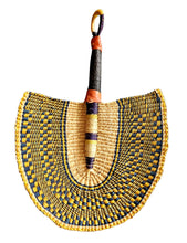 {Imperfections} Green Yellow Woven African Hand Fan