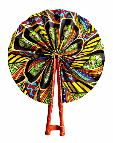 Midnight Carnival African Fabric Folding Hand Fan