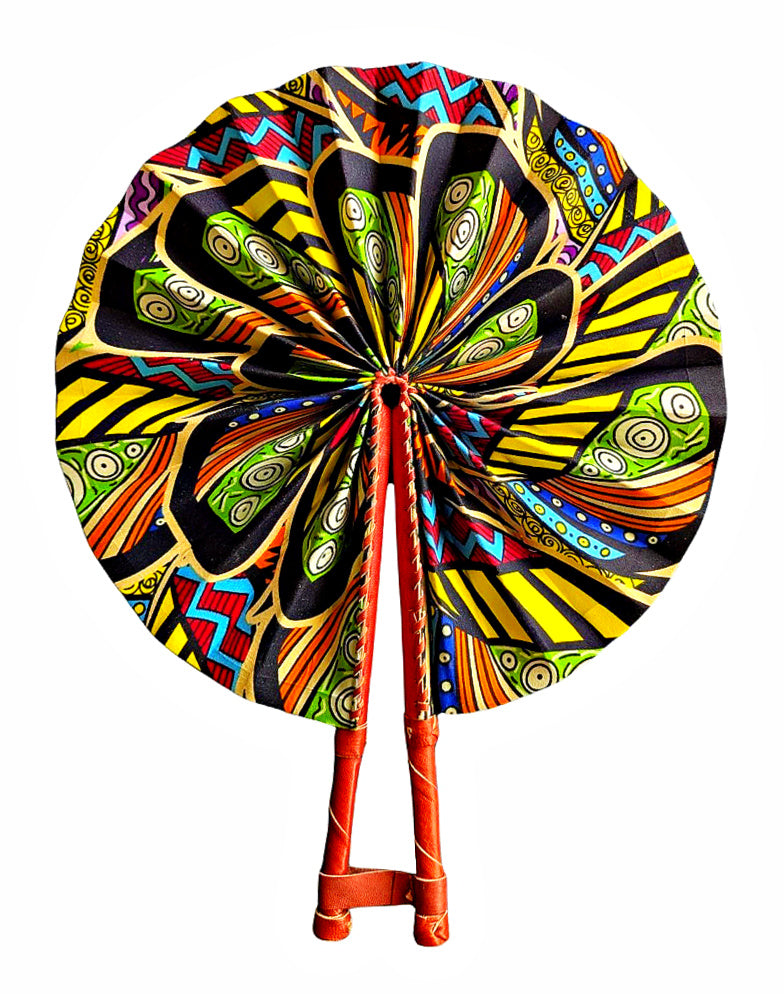 Rot Blau Grün Kente Ankara Stoff Handfächer