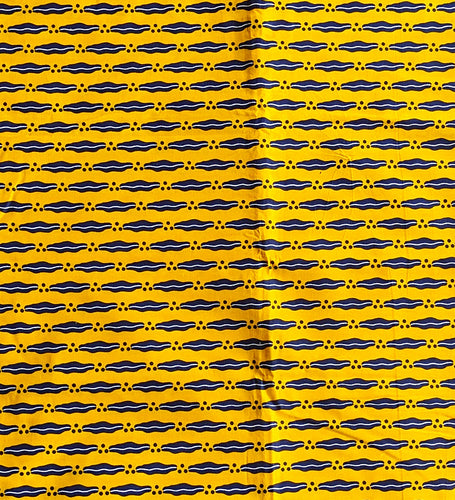 Yellow Navy Blue African Print Fabric 2 Yards