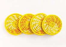 Yellow Woven Coasters + Blue Bead Wood Spoon Set