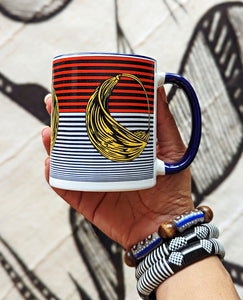 Yellow Fulani Earring African Pattern Coffee Mug