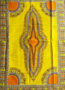 Tissu Dashiki Ankara jaune 2 yards