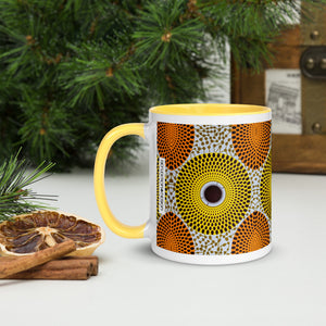 Yellow African Pattern Mug Coasters Spoon Gift Set