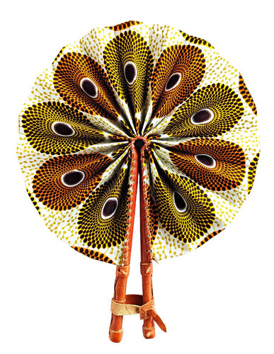Yellow Orange Ankara Fabric Hand Fan