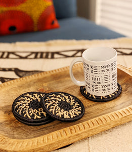 Small Black Basket With Drink Coasters Set