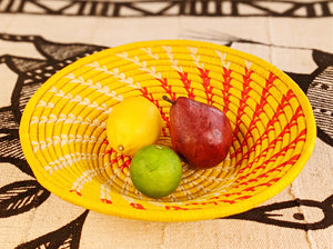 Large Yellow Woven African Basket