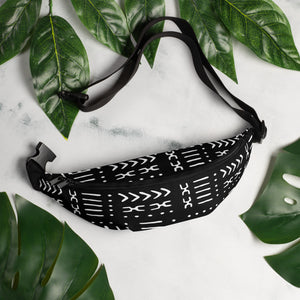 Black Mud Cloth Pattern Fanny Pack