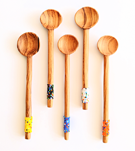 Bead Handle Olive Wood Spoons