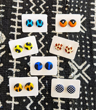 Mini Ankara African Print Fabric Button Earrings