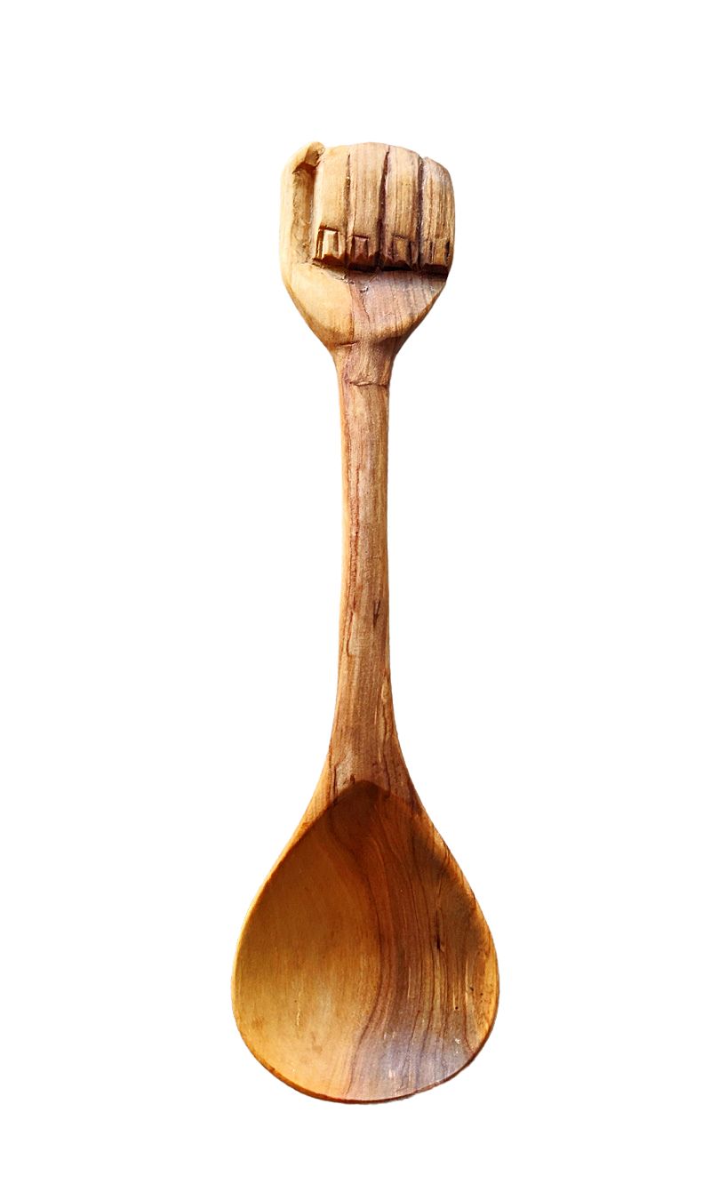 Large Black Power Fist Wood Spoon